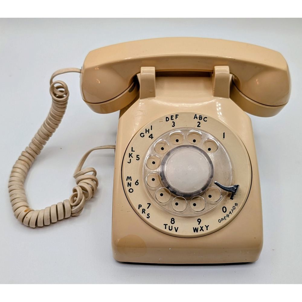 Vintage Rotary Desk Phone Western Electric CS500DM Beige AT&T Bell System USA